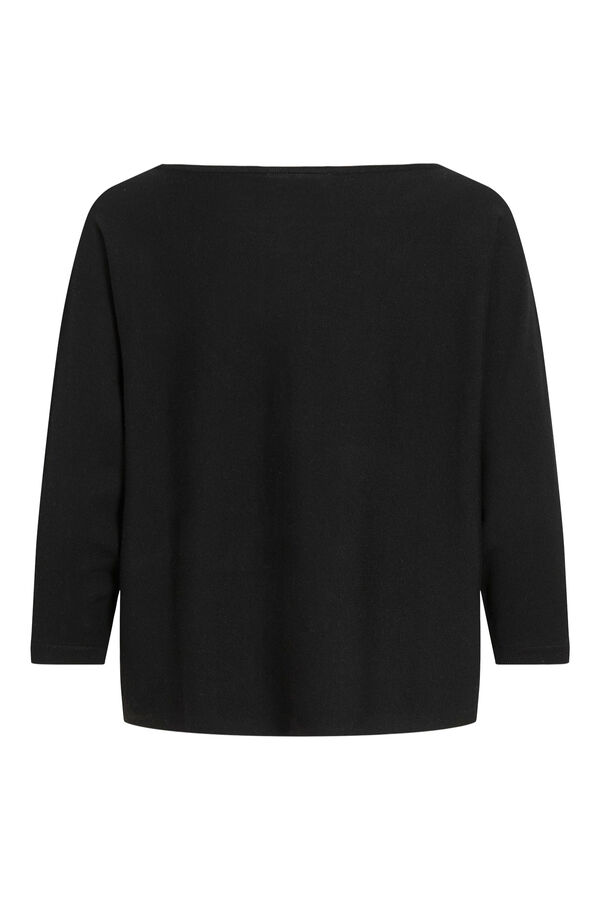 Vila Jersey fino cuello barco Negro