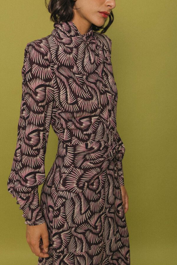 Cherubina Vestido midi Fog Estampado beige