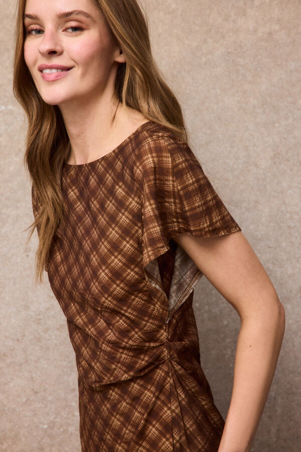 Slowlove Vestido estampado Estampado marr&oacute;n