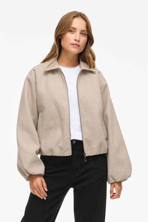 Vila Chaqueta con mangas globo Beige