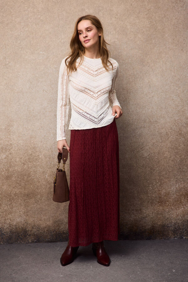 Slowlove Top encaje combinado Marfil