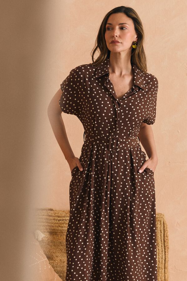 Pol&iacute;n Et Moi Vestido midi Vela Marr&oacute;n oscuro