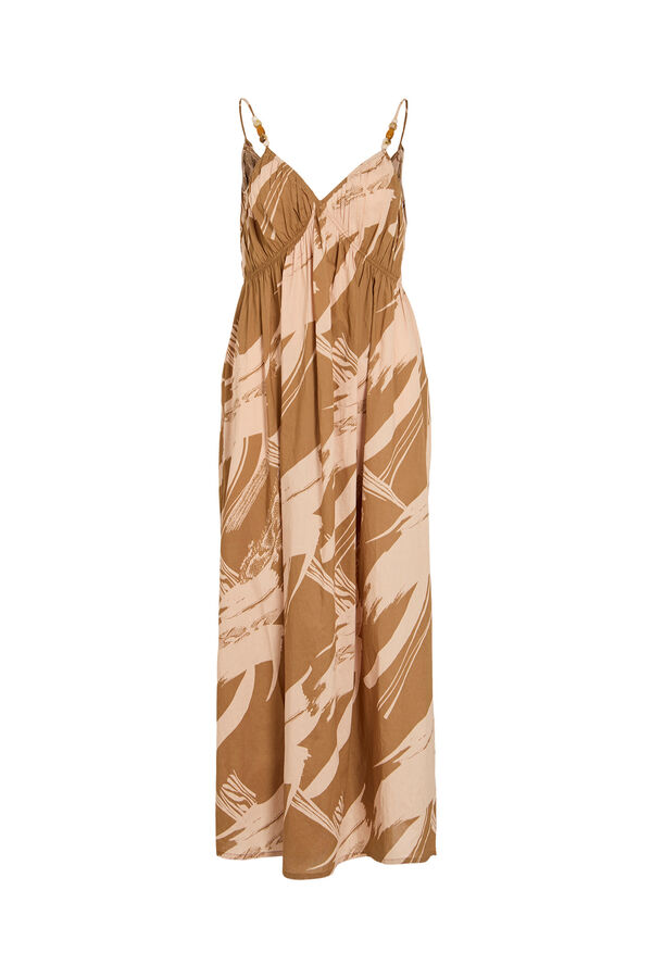 Vila Vestido largo estampado Beige