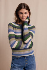 Slowlove Jersey botones rayas Estampado azul