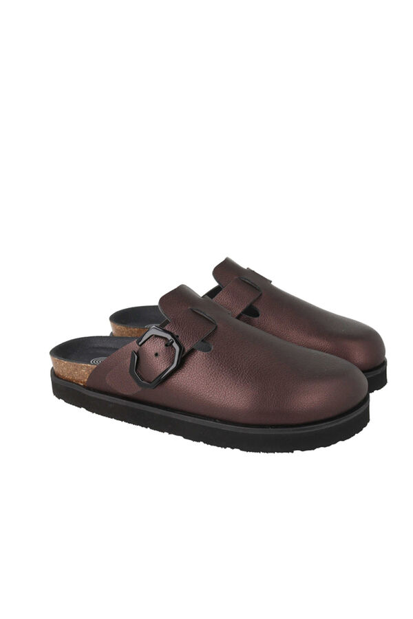 Genuins Zueco piel hebilla ajustable Granate