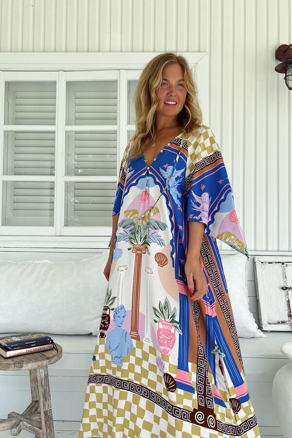 Jaase Vestido largo kaft&aacute;n Multicolor
