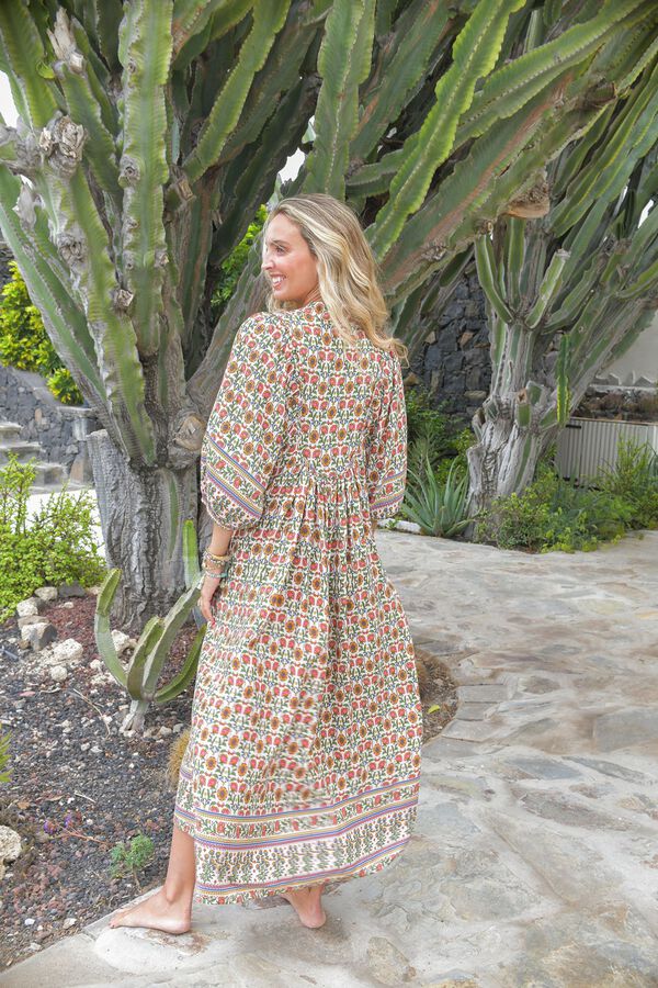 Jaase Vestido midi Boheme Estampado beige