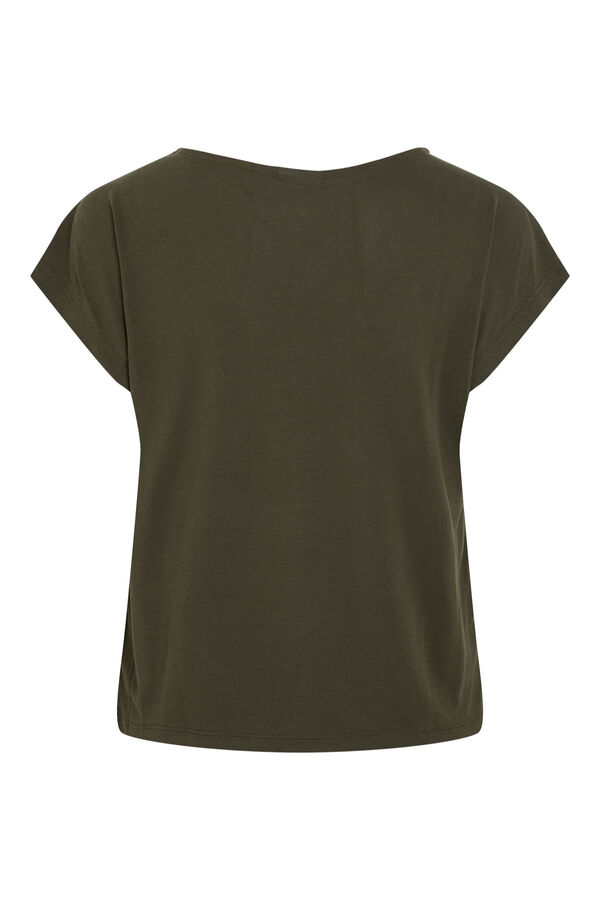 Vila Camiseta b&aacute;sica con detalle de encaje Verde oscuro