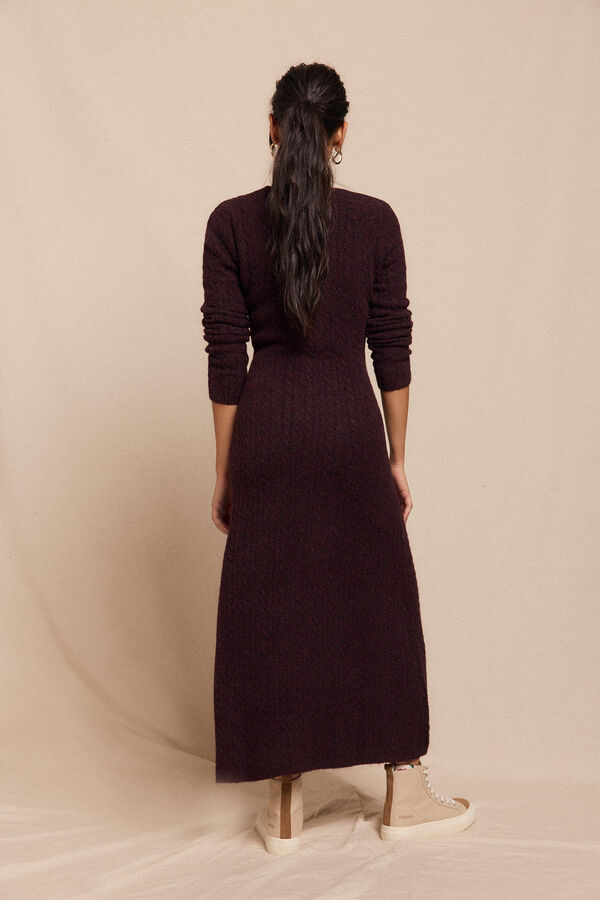 Slowlove Vestido punto aranés Granate