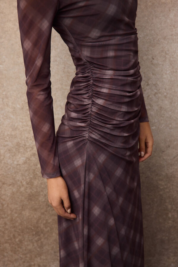 Slowlove Vestido tul cuadros Multicolor