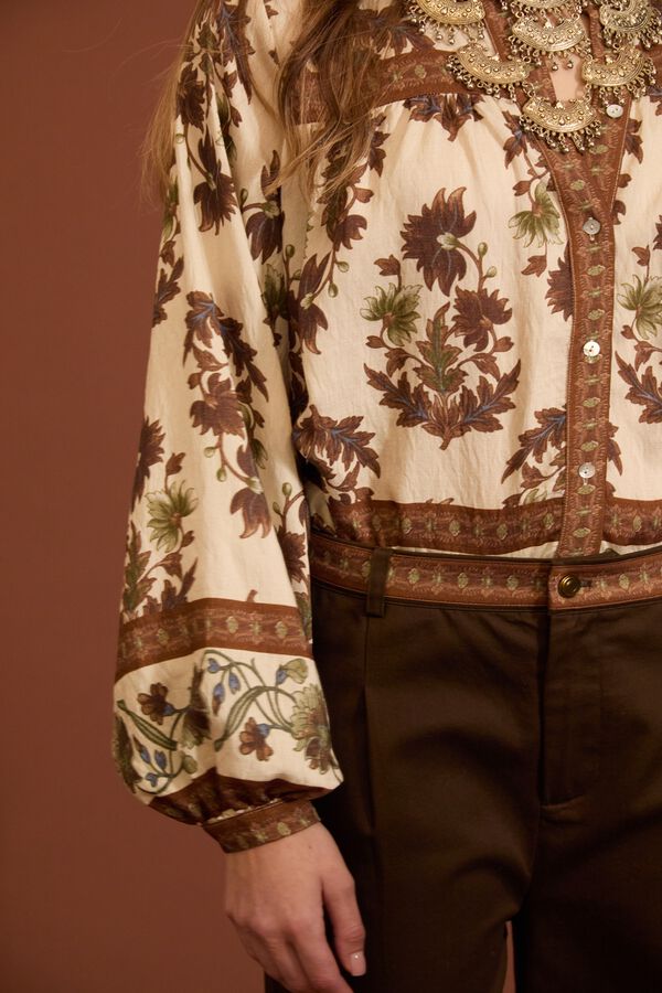 Meisie Blusa estampada con mangas abullonadas Estampado beige