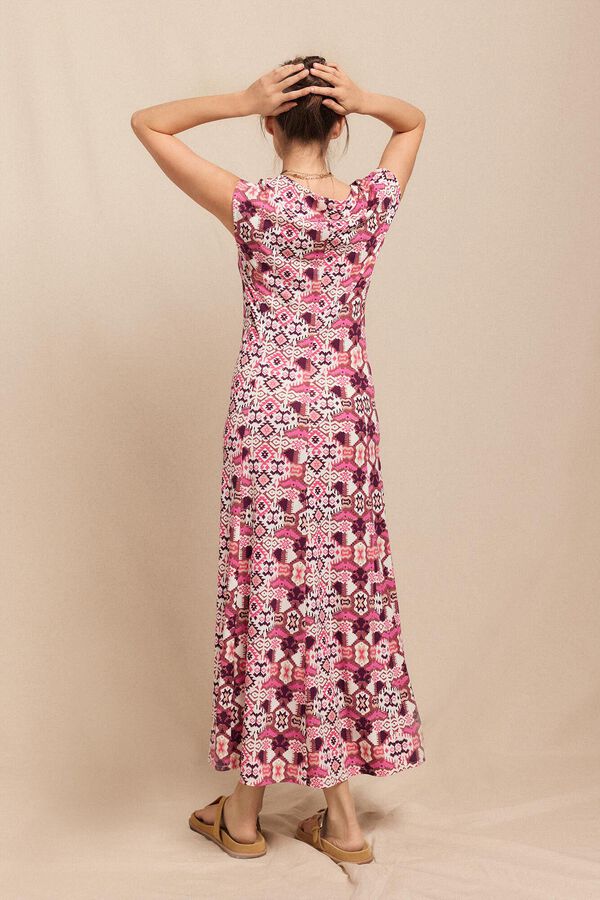 Slowlove Vestido punto estampado frunce Multicolor