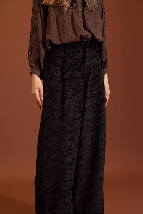 Meisie Pantalones holgados de terciopelo Negro