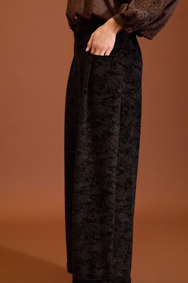 Meisie Pantalones holgados de terciopelo Negro