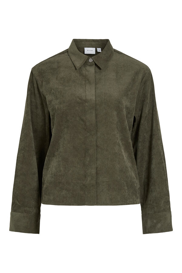 Vila Camisa de pana manga larga Verde oscuro