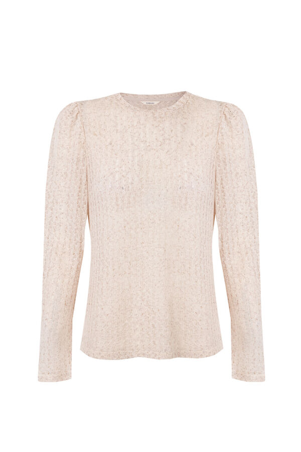 Slowlove Top manga larga estructura rústica Marfil