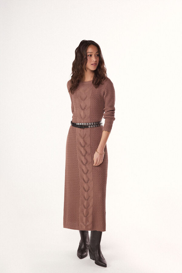 Slowlove Vestido punto largo Marr&oacute;n