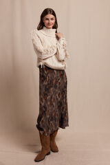 Slowlove Falda midi estampada Estampado marrón