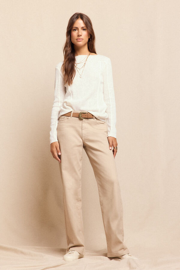 Slowlove Jeans abertura bajo Marfil