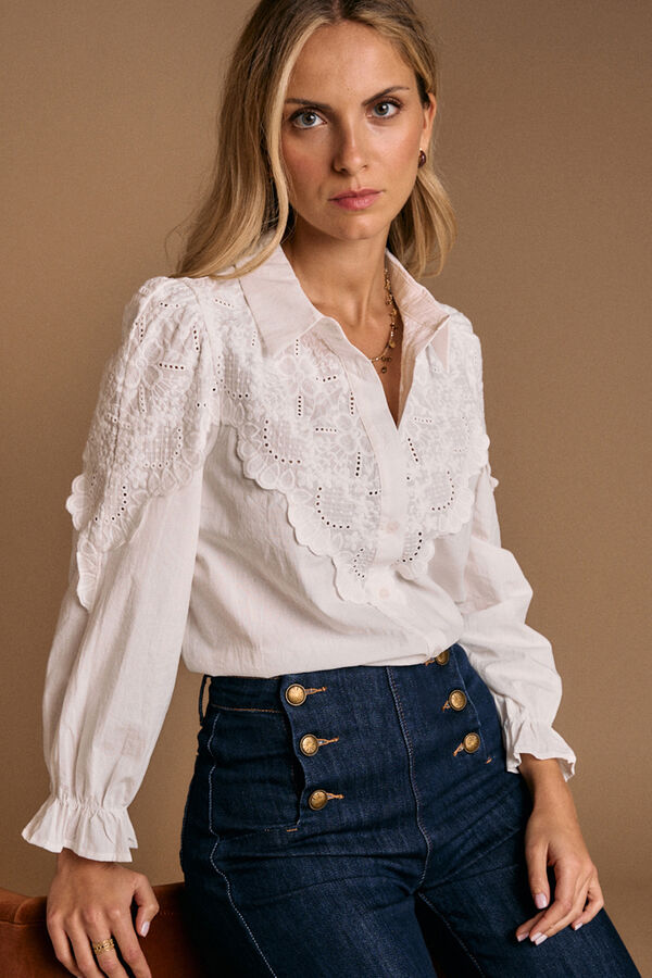 Pol&iacute;n Et Moi Camisa bordado Blanca Blanco