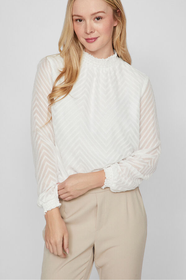 Vila Blusa de manga larga con cuello alto Blanco