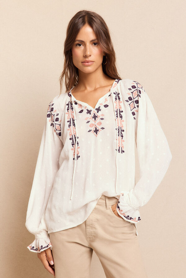 Slowlove Blusa bordada Marfil