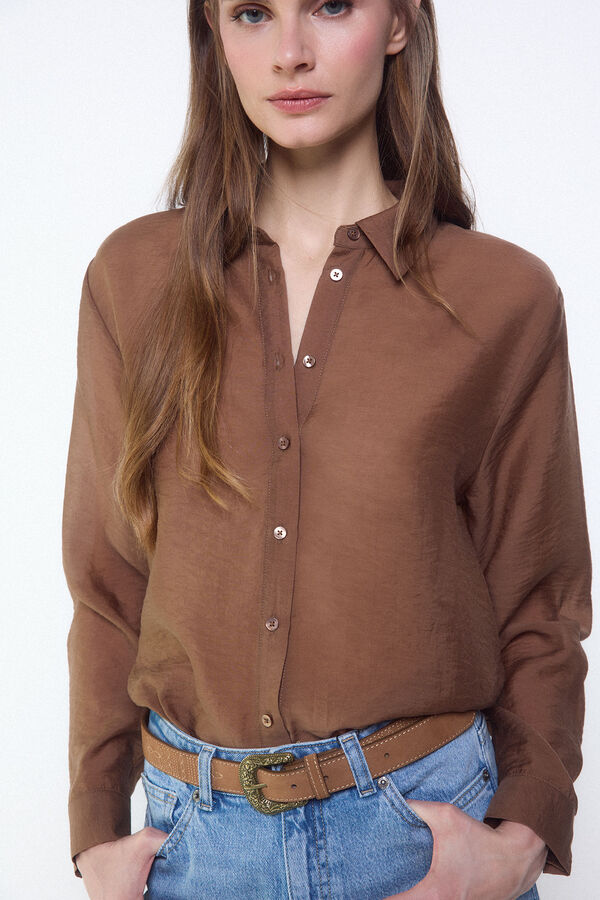 Slowlove Camisa organza Marr&oacute;n