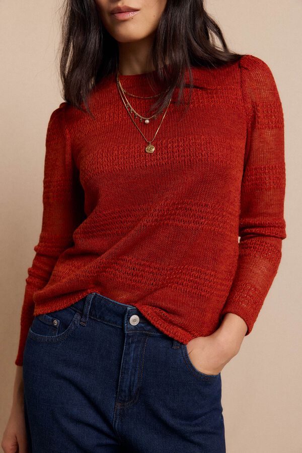 Slowlove Top manga larga estructura rústica Naranja