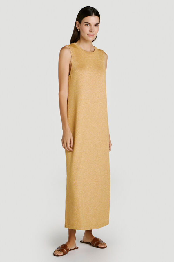 Vila Vestido midi de punto con l&uacute;rex Dorado