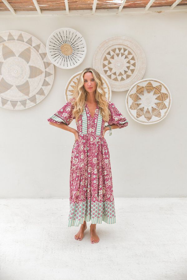 Jaase Vestido midi Mila Fucsia