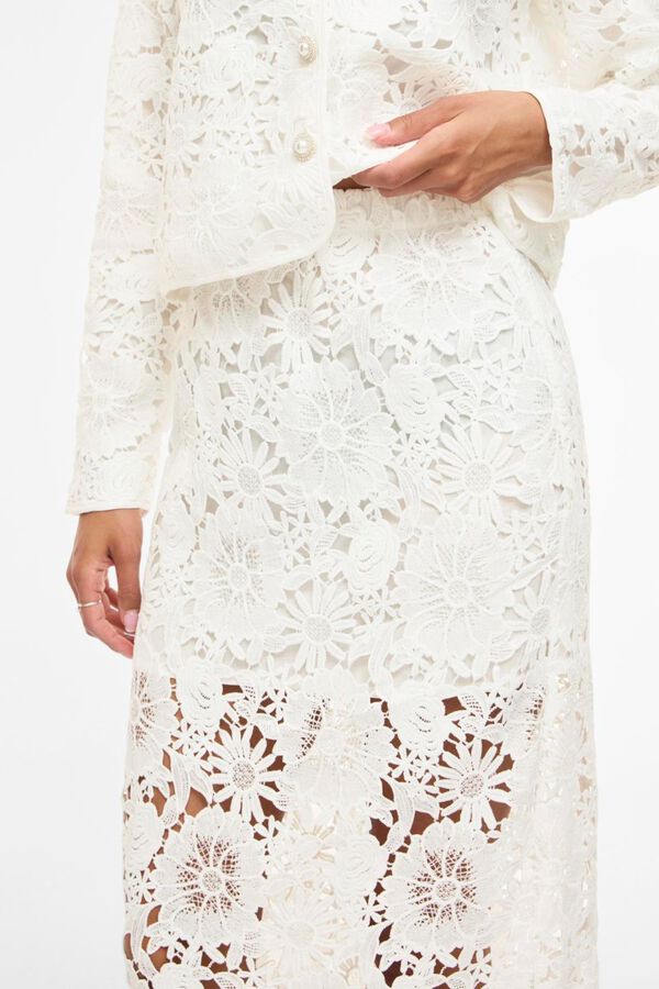 Vila Falda midi con encaje Blanco