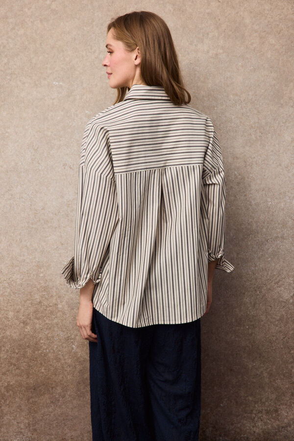 Slowlove Camisa rayas corbata Estampado blanco