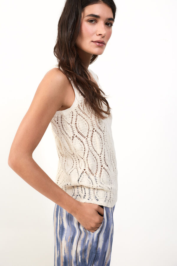Slowlove Top tirantes crochet Marfil