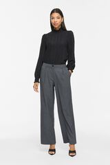 Vila Blusa texturizada de cuello alto Negro