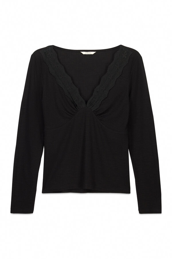 Slowlove Top estrucutura detalle blonda Negro