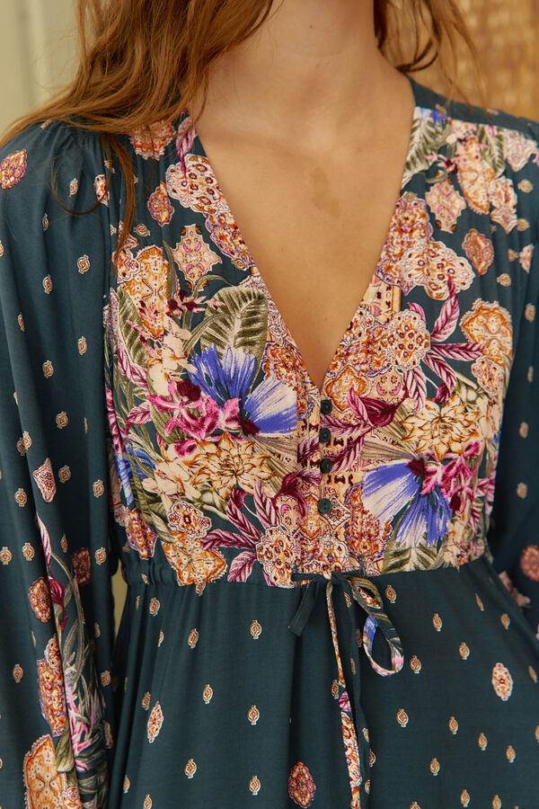 Jaase Vestido largo Teresa estampado Rhubarb Azul