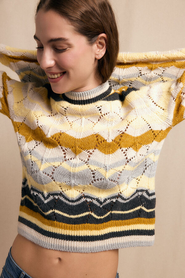 Slowlove Jersey ondas multicolor Estampado amarillo