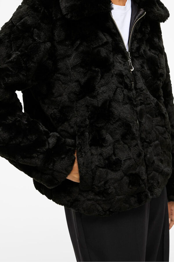 Vila Abrigo efecto pelo con cremallera Negro
