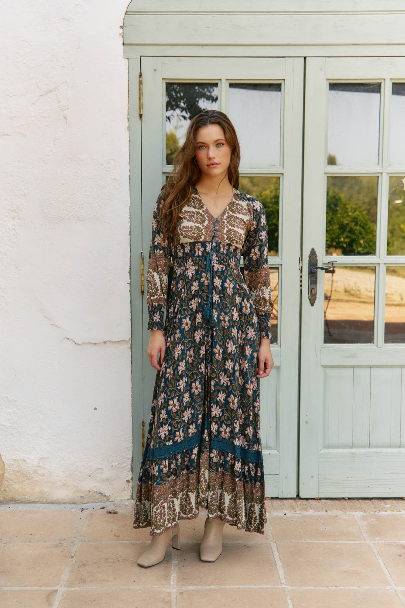 Jaase Vestido largo Sabrina estampado monarch