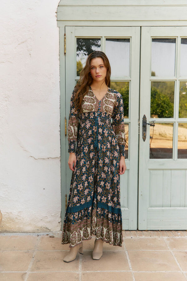 Jaase Vestido largo Sabrina estampado monarch Estampado azul
