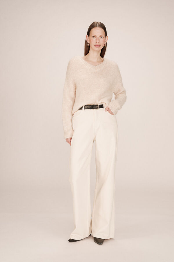 Grace & Mila Jersey b&aacute;sico con escote en V Beige