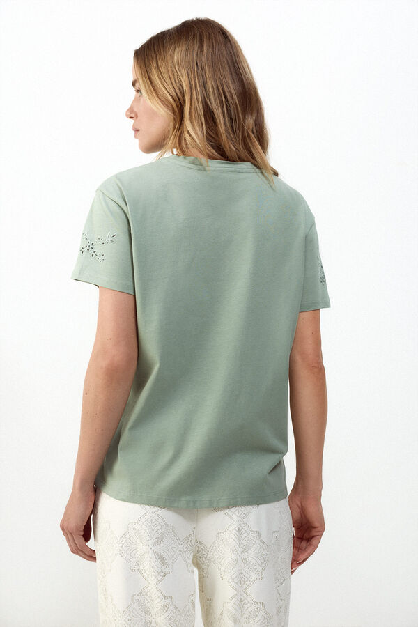 Slowlove Camiseta bordado Kaki