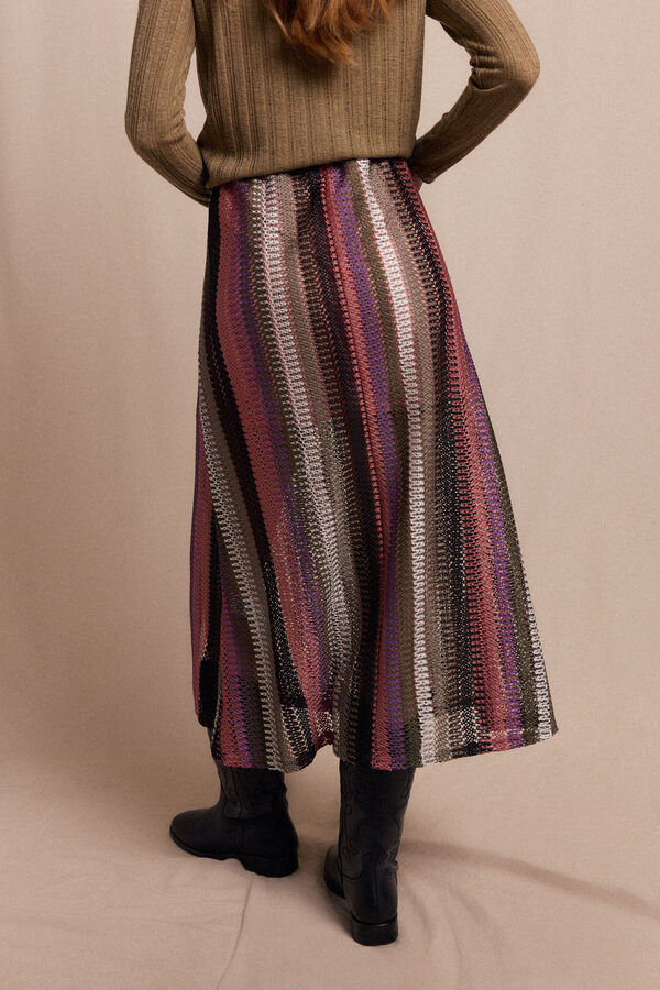 Slowlove Falda capa de punto rayas Estampado rojo