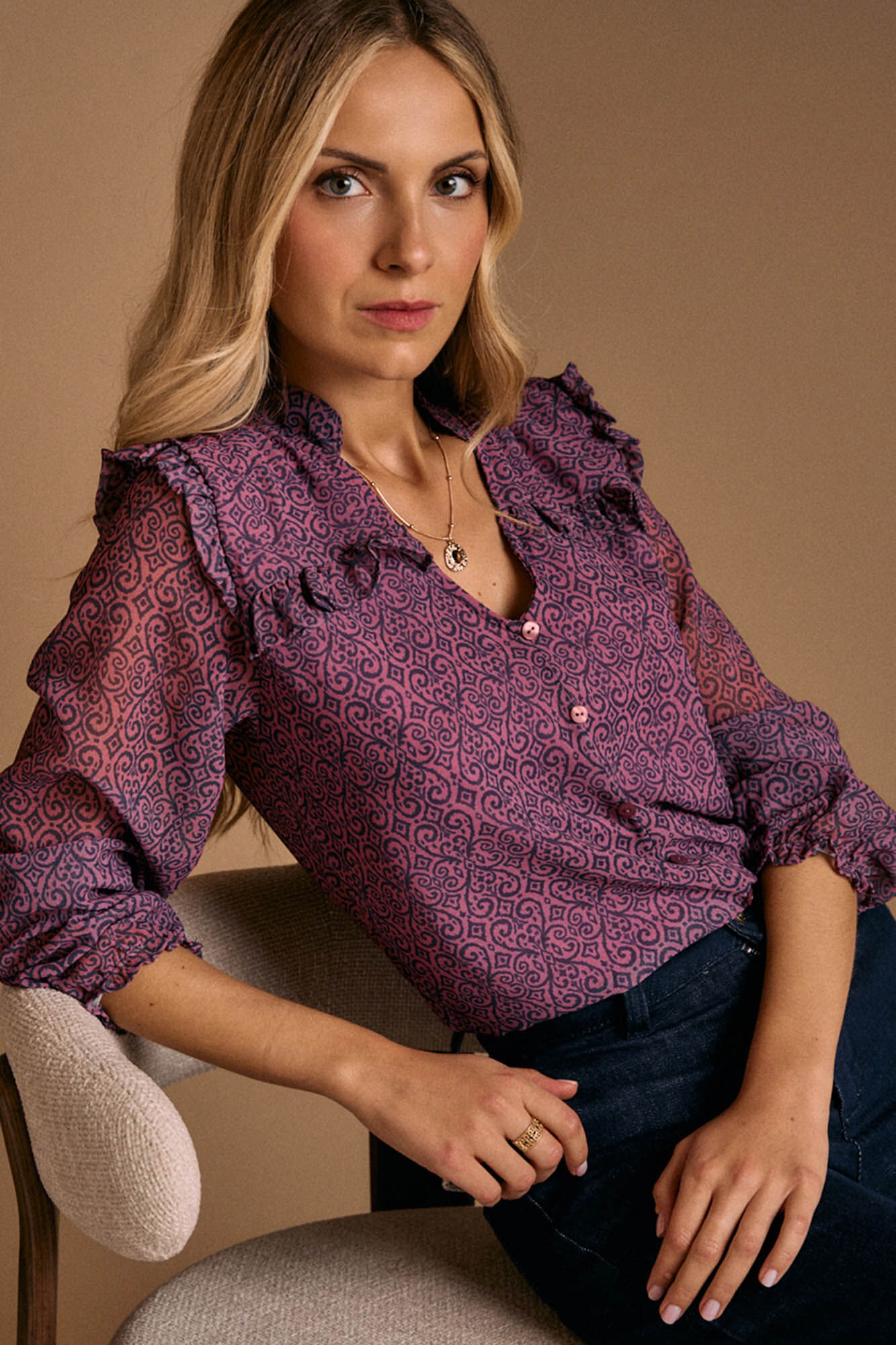 Pol&iacute;n Et Moi Camisa estampada volantes Idalia