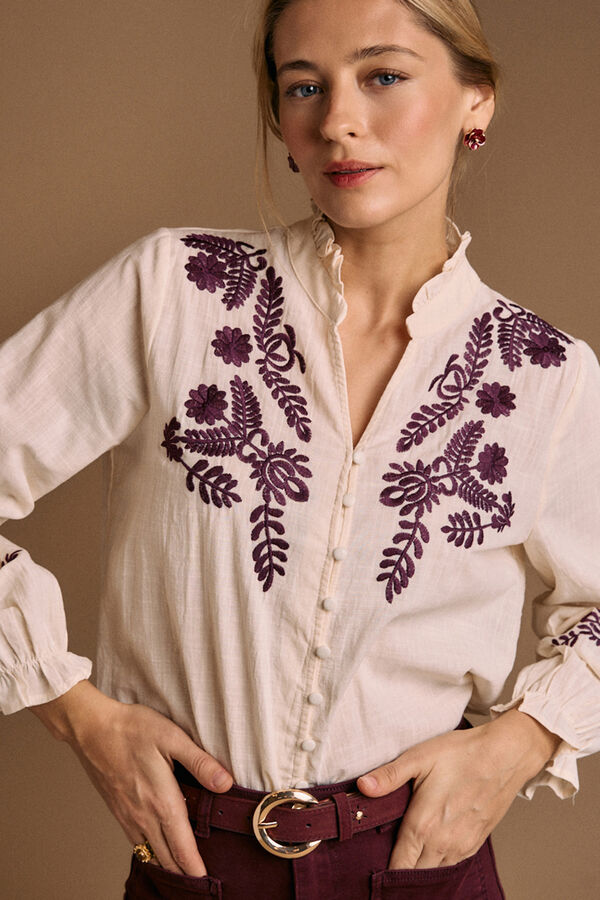 Pol&iacute;n Et Moi Blusa bordados Teresa Estampado blanco
