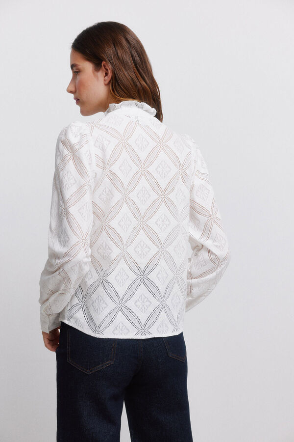Vila Blusa calada con volantes Blanco