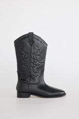Slowlove Bota plana piel Negro