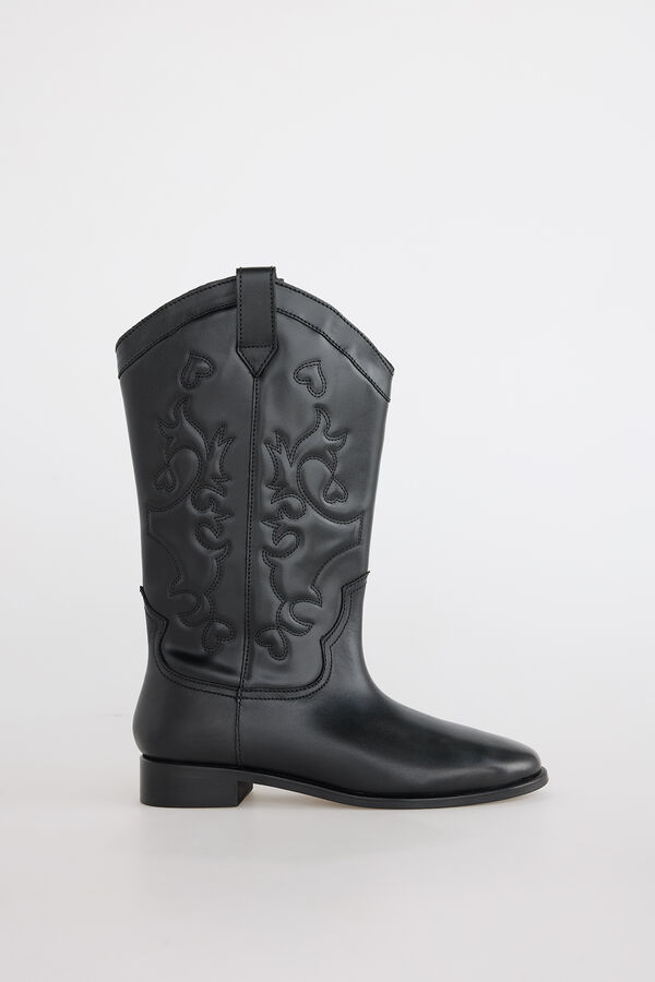 Slowlove Bota plana piel Negro