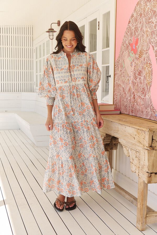 Jaase Vestido maxi Kazzie Estampado blanco