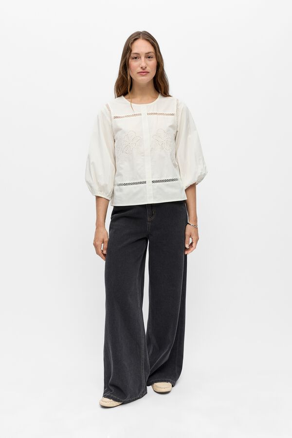 Object Blusa bordada algod&oacute;n Blanco